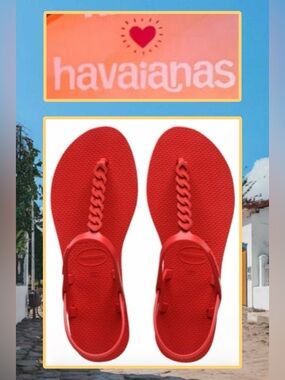 NWT ❤️‍🔥Havaianas You Paraty Chains Sandals Size 8.5 Ruby Red Comfy And Cute!